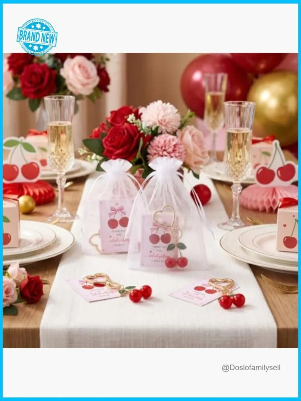 Cherry Keychains Bulk Set Y2K Cute Fruit Charms with Gift Bags Party Favors